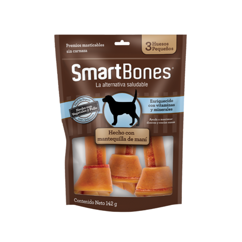 Snack para perros pequeños Smartbones Mantequilla de Mani Paquete 3 Und