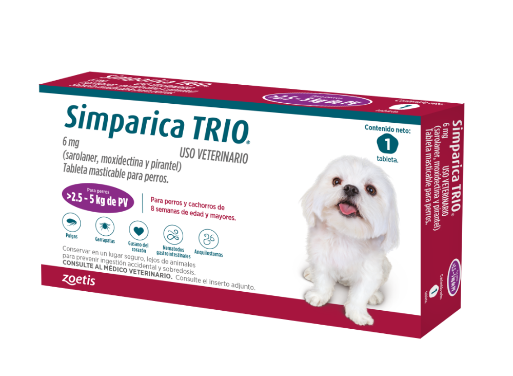 Antiparásitario Interno y Externo para perro Simparica Trio - 1 Tableta