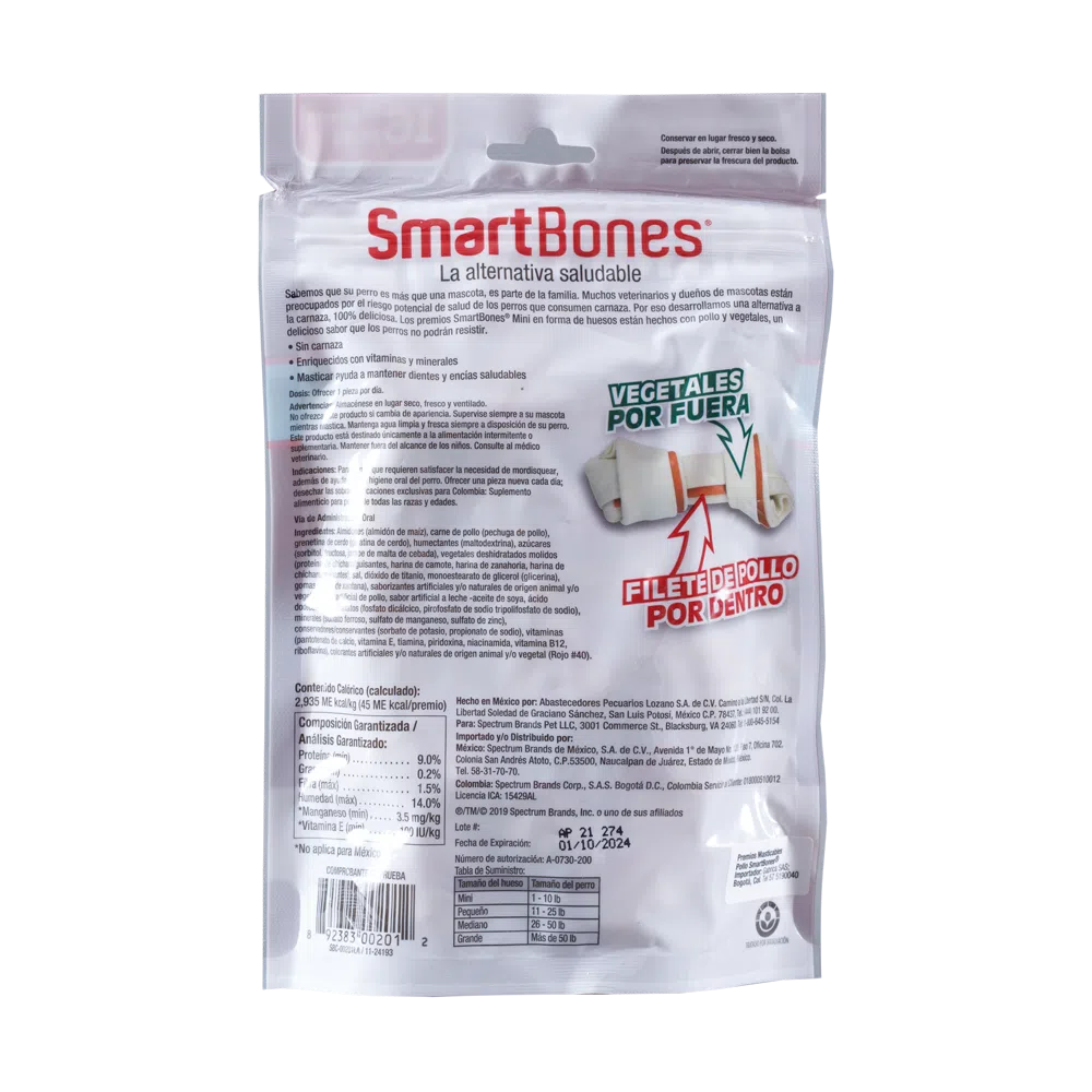 Snack para perros pequeños Smartbones Pollo Paquete 16 Und