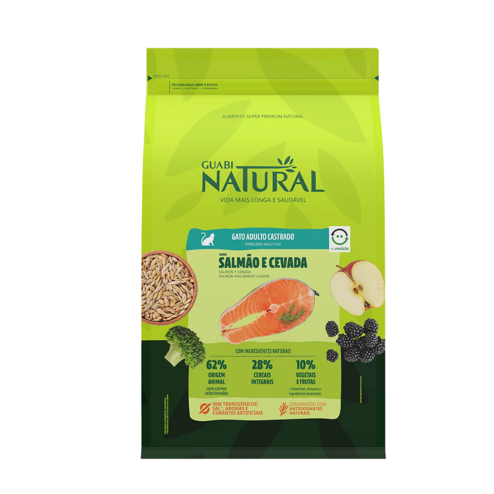 Alimento para Gatos Adultos Castrados Guabi Natural – Salmón y Cebada