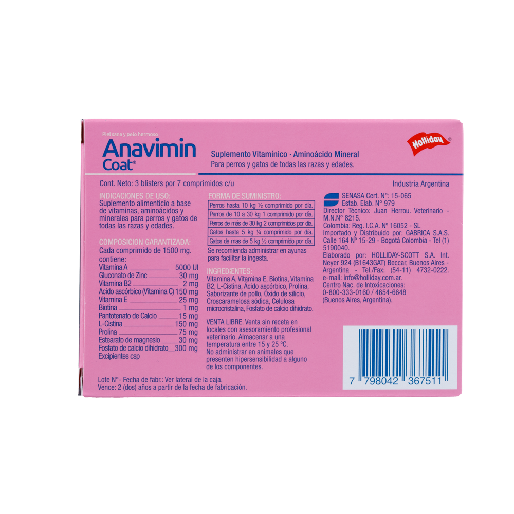 Biomodulador Anavimin coat para Perros y Gatos 21 comprimidos