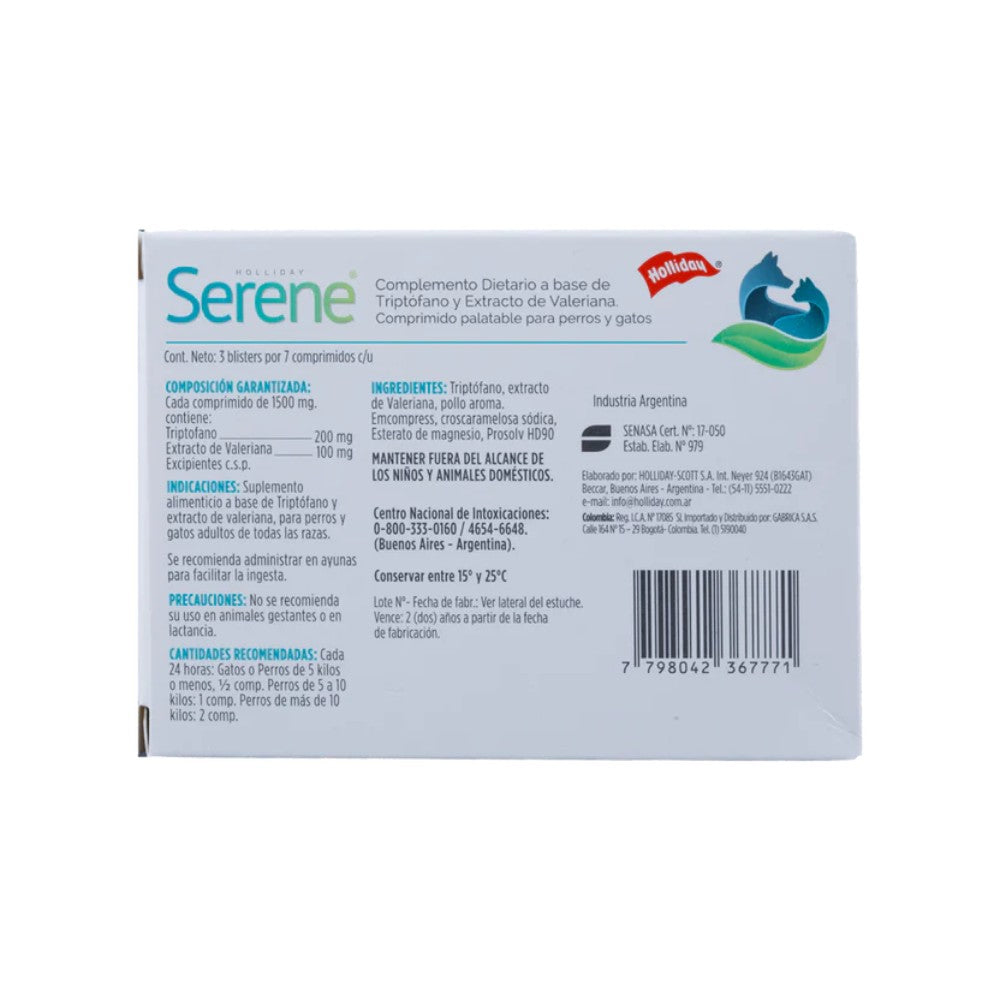 Biomodulador Serene para Perros y Gatos 21 comprimidos