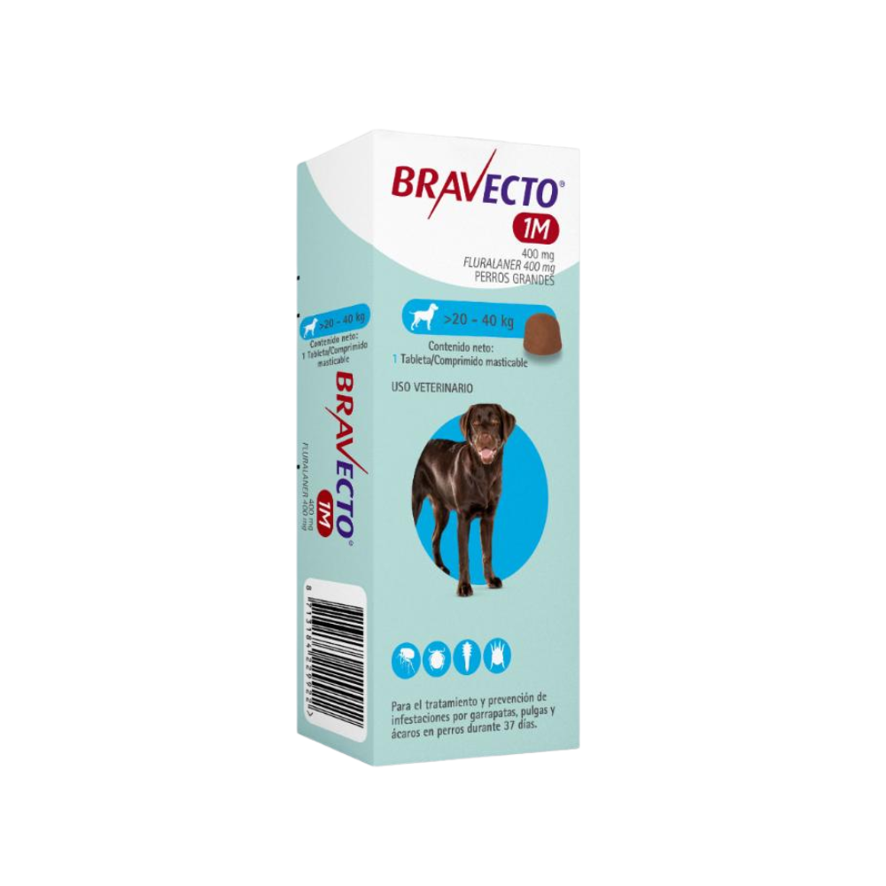 Bravecto 37 Días - Tableta Antipulgas Perros de 20 a 40 KG
