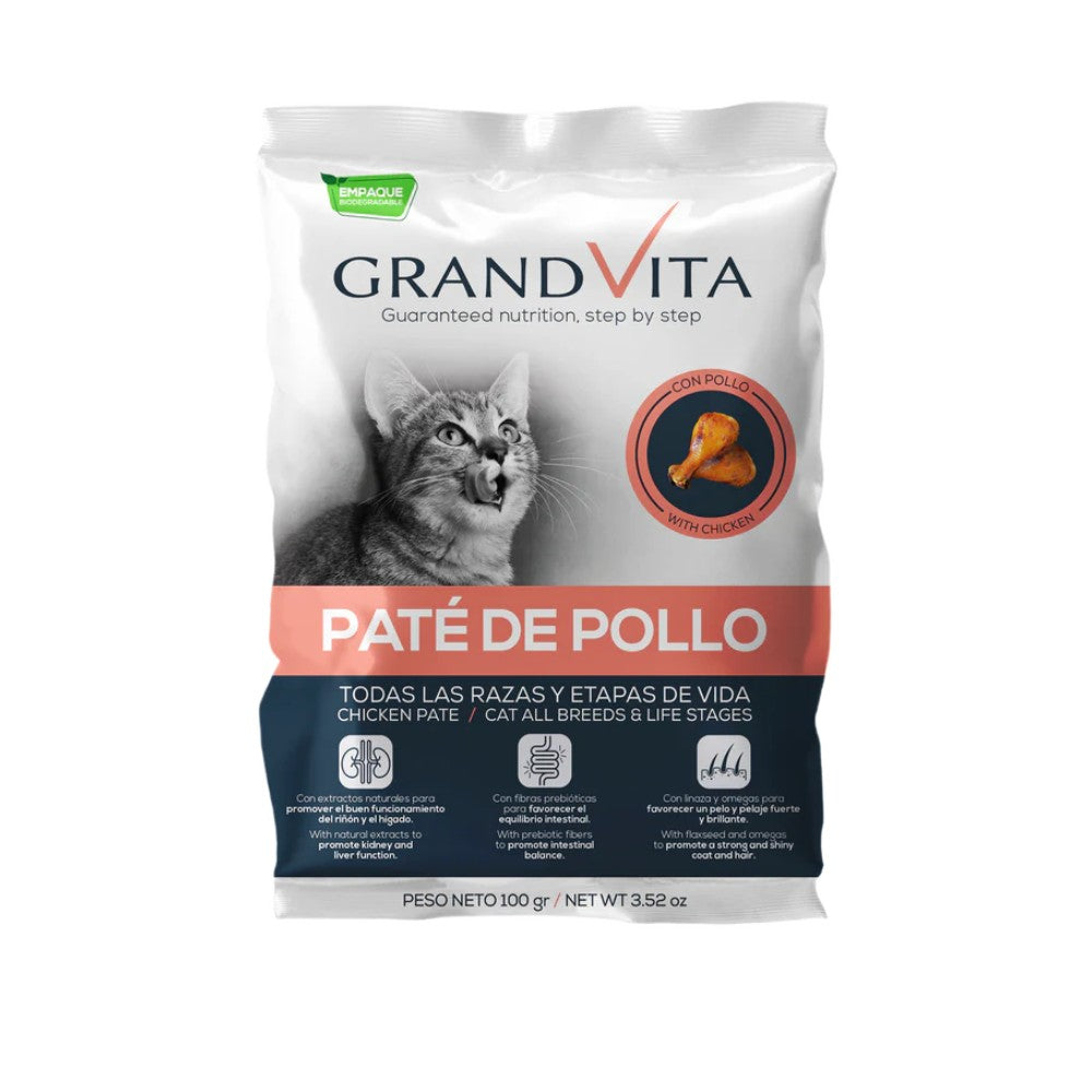 Comida Húmeda para gato Grand Vita paté Pollo 100 Gr
