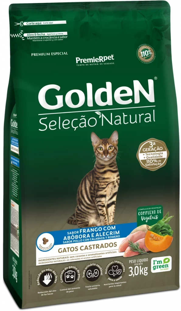 GOLDEN CAT ADULTO CASTRADO CALABAZA Y ROMERO SELCCIÓN NATURAL x 3KG