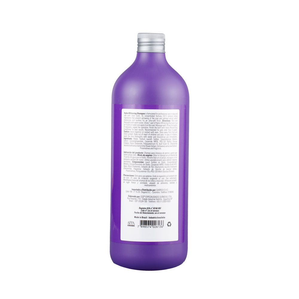 Shampoo para mascotas Hydra Whitening 1000ml