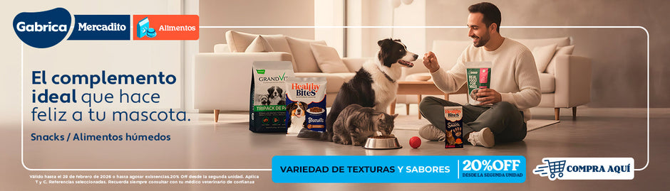 2026-03 PLANNING GABRICA - 20% OFF segunda unidad Snacks / Complemento de alimento Humedos y Secos (desde enero)