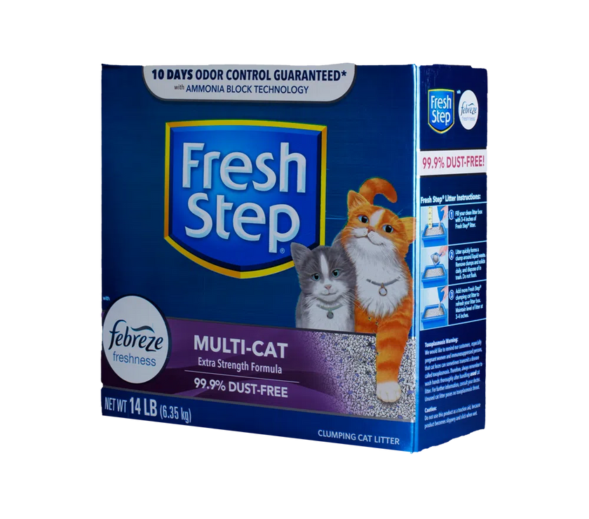 Arena para gato Fresh Step Multi Cat Aglomerante con Febreze 14Lbs