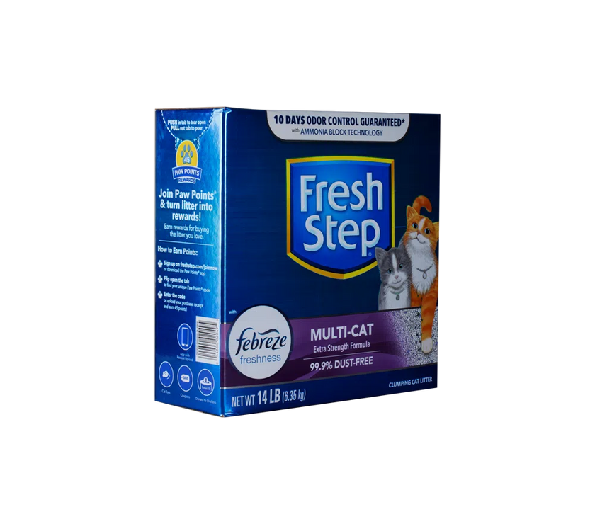 Arena para gato Fresh Step Multi Cat Aglomerante con Febreze 14Lbs