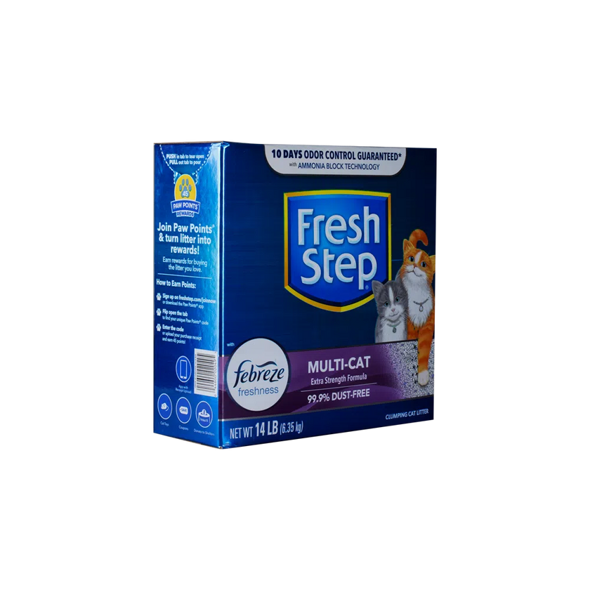 Arena para gato Fresh Step Multi Cat Aglomerante con Febreze 14Lbs