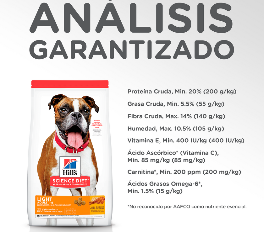 Comida para perro Hills Adulto Light Razas Medianas  15 Lb