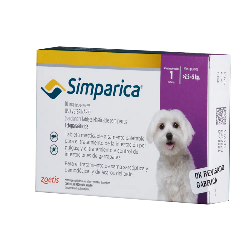 Antiparásitario Externo para perro  Simparica Caja 1 Tableta