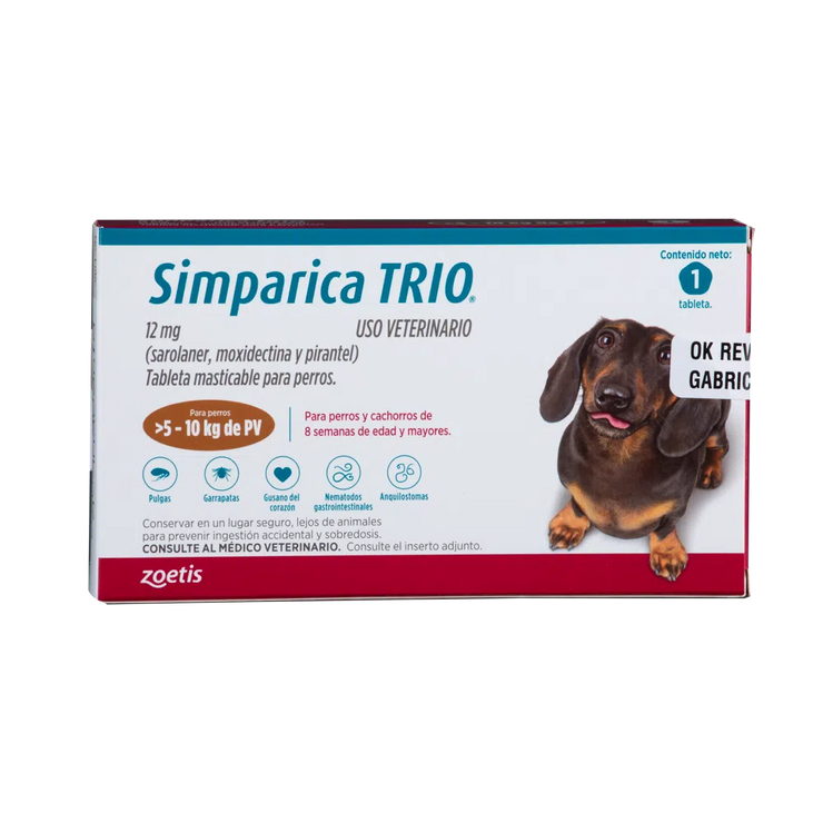 Antiparásitario Interno y Externo para perro Simparica Trio - 1 Tableta