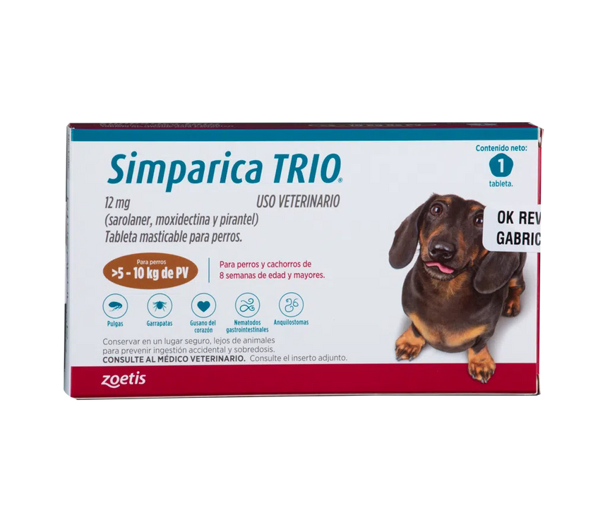 Antiparásitario Interno y Externo para perro Simparica Trio - 1 Tableta