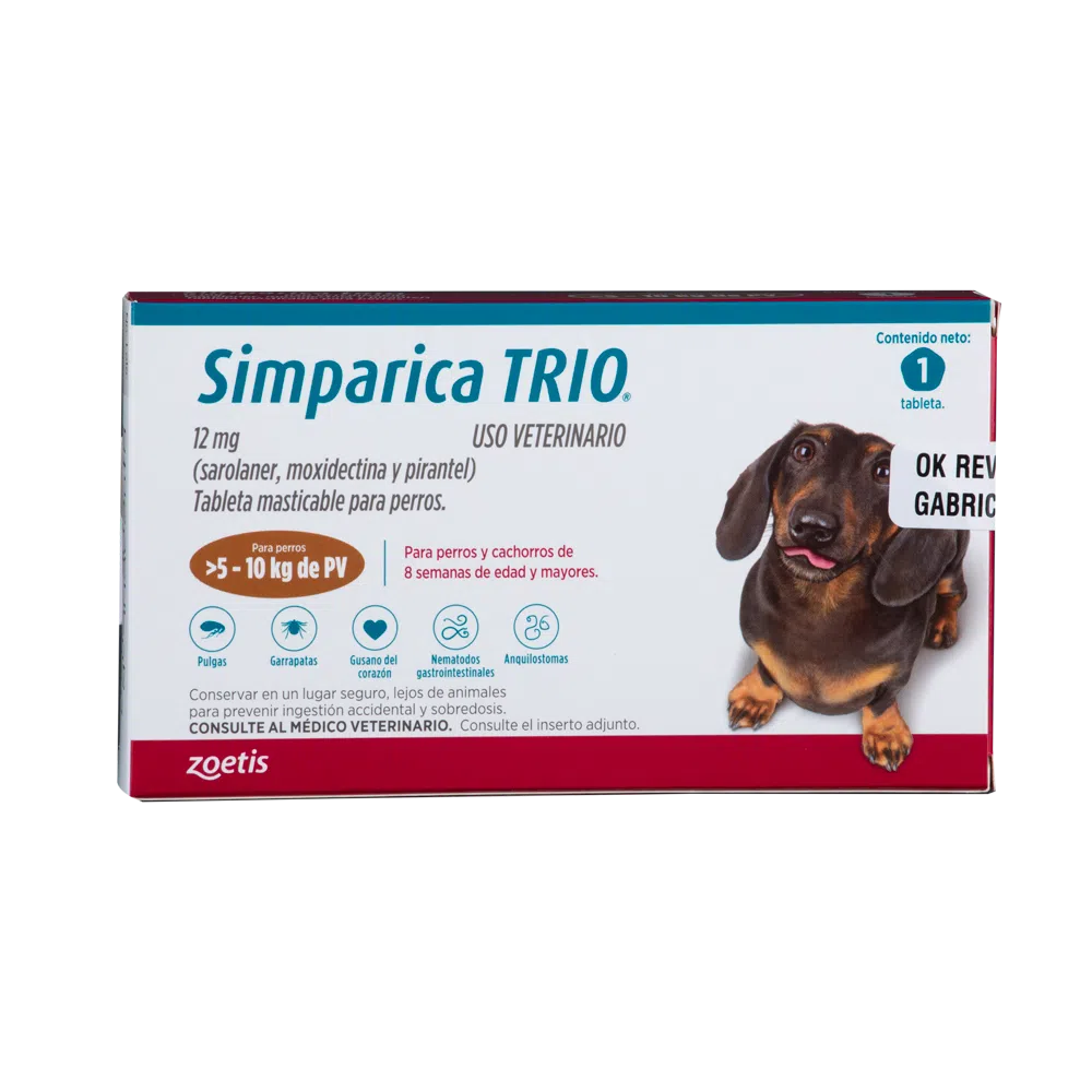 Antiparásitario Interno y Externo para perro Simparica Trio - 1 Tableta