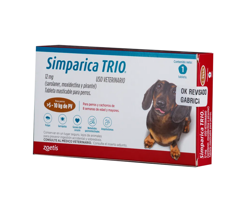 Antiparásitario Interno y Externo para perro Simparica Trio - 1 Tableta