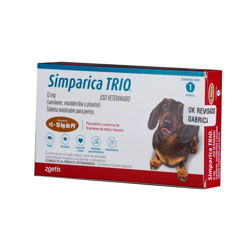 Antiparásitario Interno y Externo para perro Simparica Trio - 1 Tableta