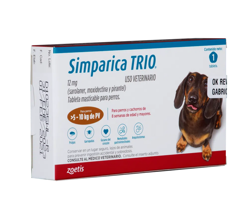 Antiparásitario Interno y Externo para perro Simparica Trio - 1 Tableta