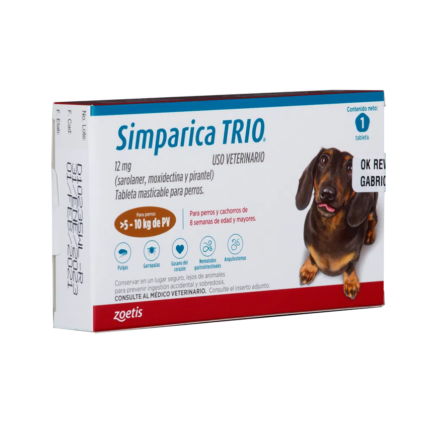 Antiparásitario Interno y Externo para perro Simparica Trio - 1 Tableta