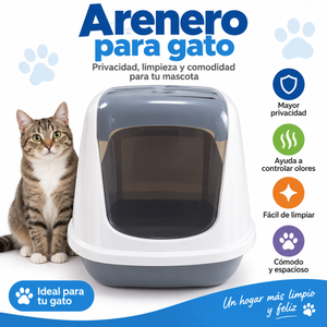 Arenero Cerrado para Gato con Puerta Abatible – Higiene, Privacidad y Control de Olores