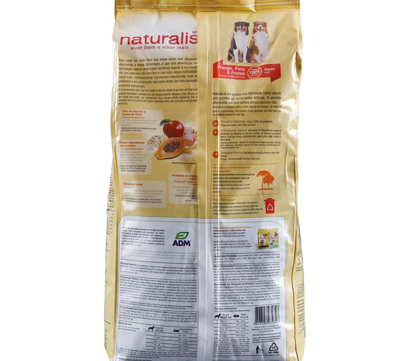 Comida para perro Naturalis Adulto Pollo Pavo y Frutas 2Kg