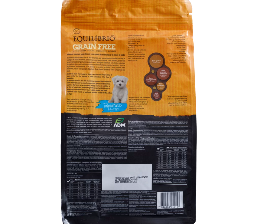 Comida para perro Equilibrio Grain Free Cachorro Mini 1,5Kg