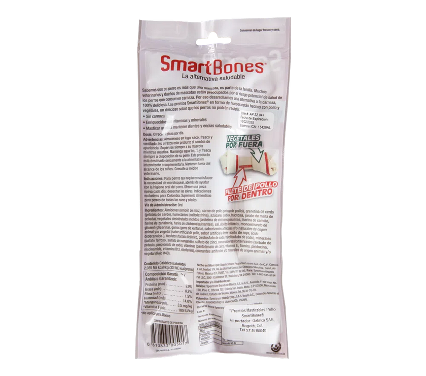 Snack para perros grandes Smartbones Pollo Paquete 1 Und