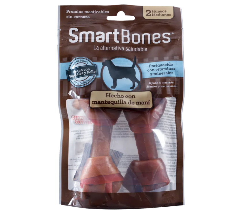 Snack para perros medianos Smartbones Mantequilla de Mani Paquete 2 Und