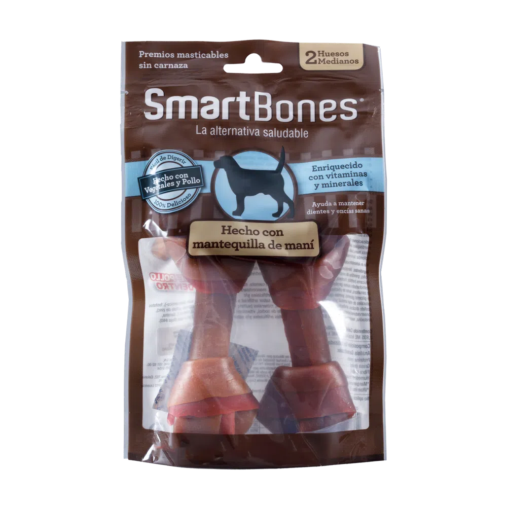 Snack para perros medianos Smartbones Mantequilla de Mani Paquete 2 Und