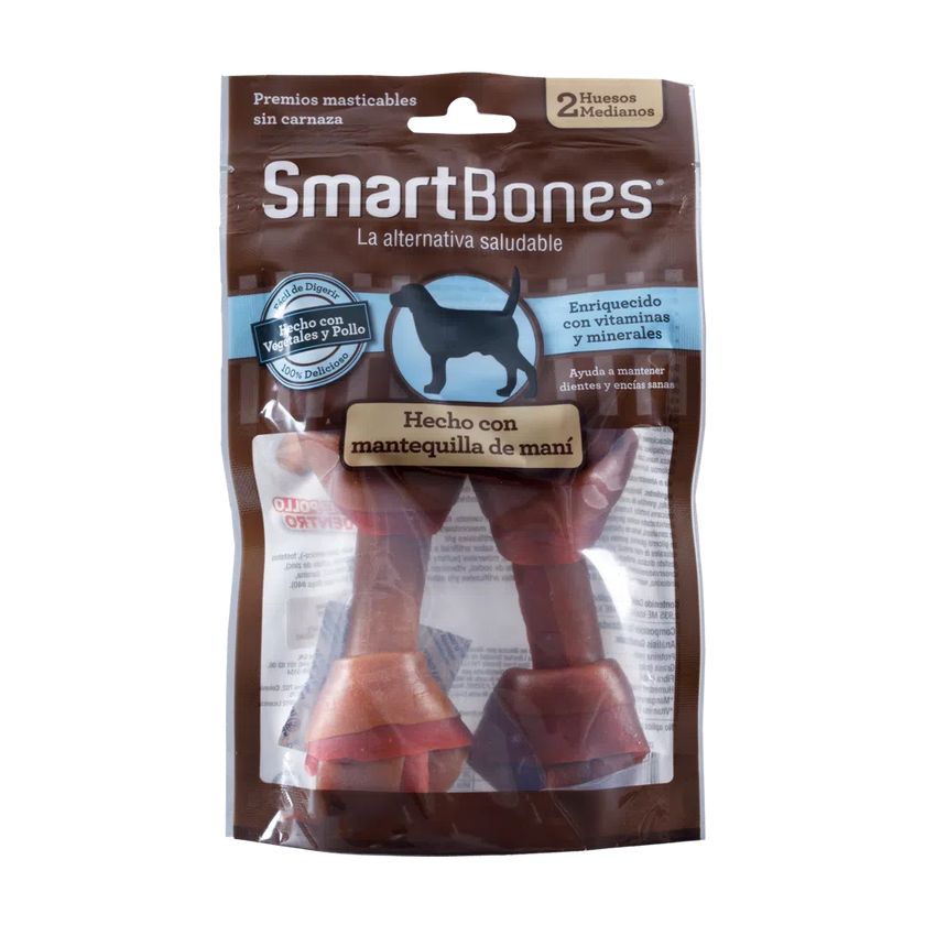 Snack para perros medianos Smartbones Mantequilla de Mani Paquete 2 Und