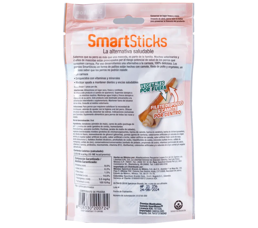 Snack para perros Smartsticks Sweet Potato  Mini Hueso 5 Und