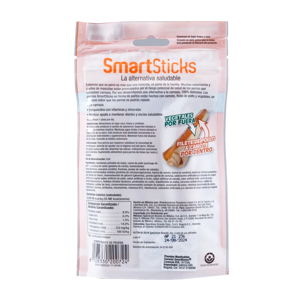 Snack para perros Smartsticks Sweet Potato  Mini Hueso 5 Und