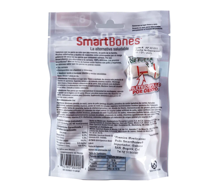 Snack para perro Smartbones Pollo Mini 8pk