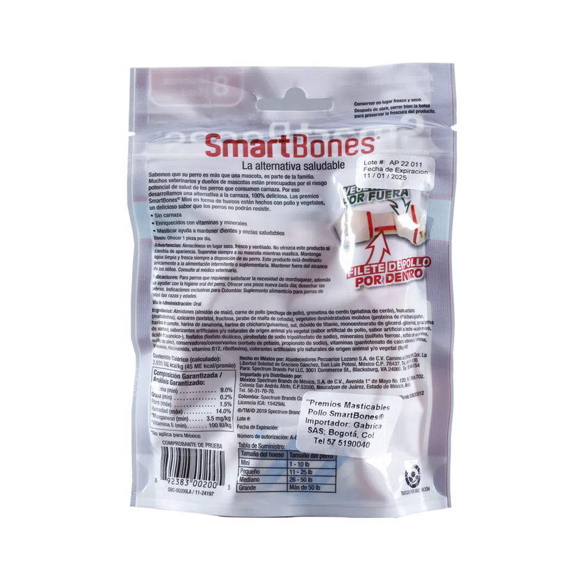 Snack para perro Smartbones Pollo Mini 8pk