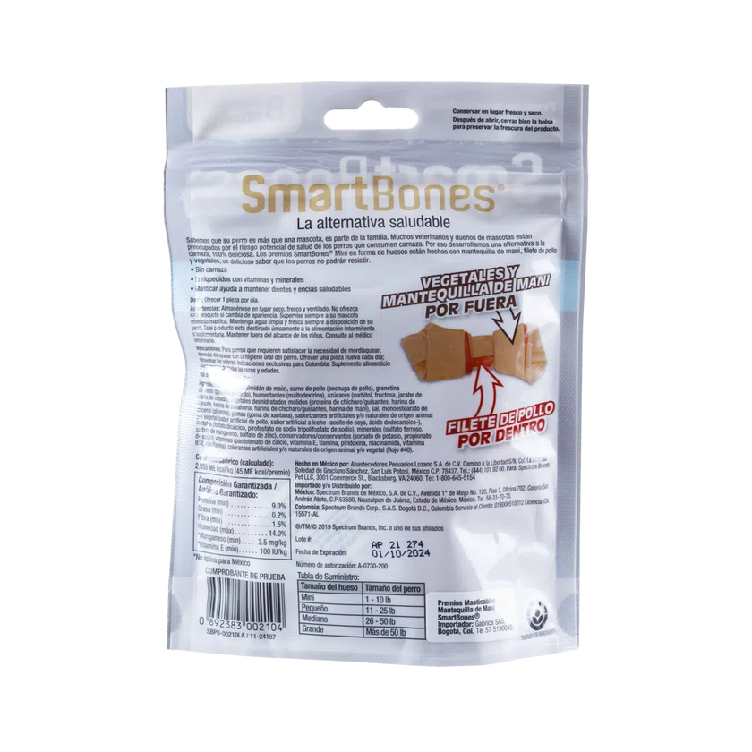 Snack para perro Smartbones Mantequilla de Maní 8pk