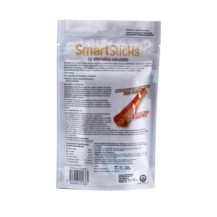 Snack para perro Smartsticks Mantequilla de Maní 5pk