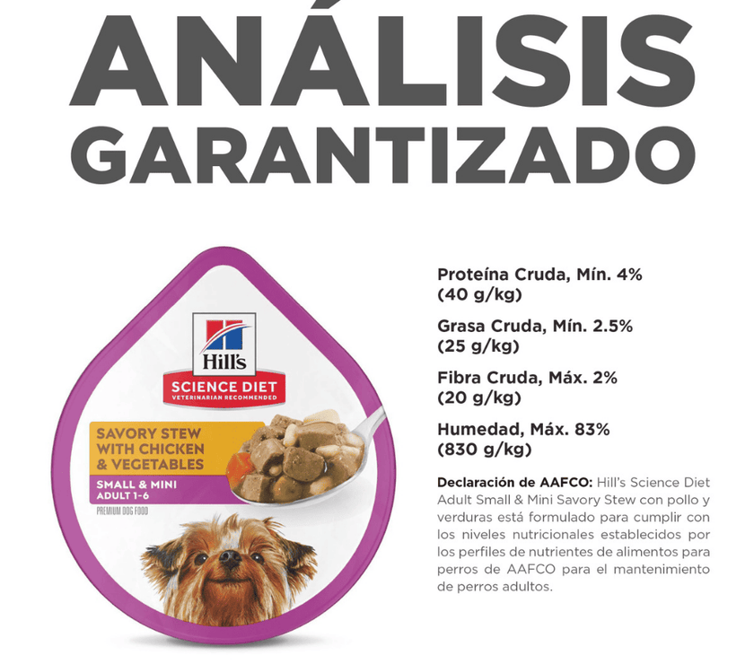 Hill's alimento húmedo perro adulto raza pequeña pollo y vegetales 99g