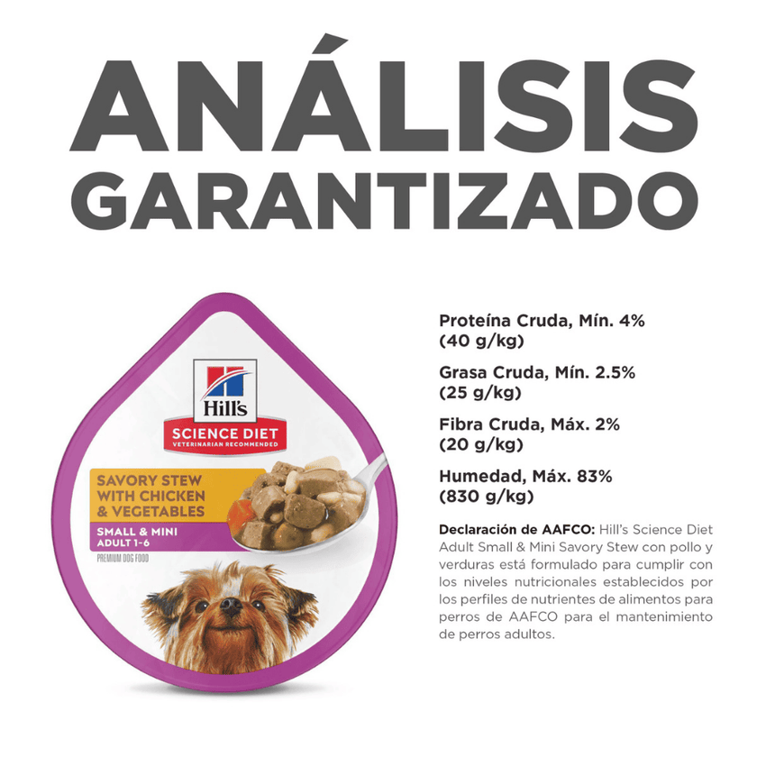 Hill's alimento húmedo perro adulto raza pequeña pollo y vegetales 99g
