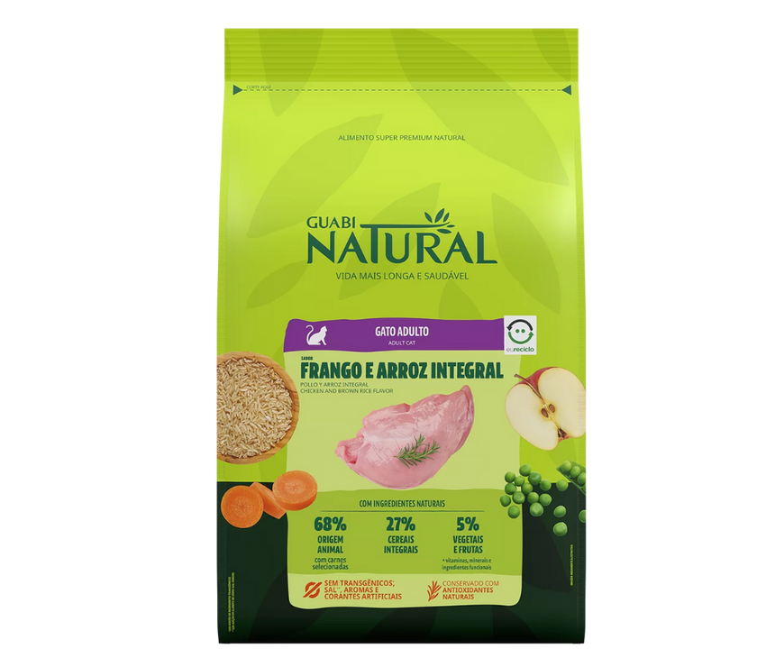Alimento para Gatos Adultos Guabi Natural - Pollo y Arroz Integral