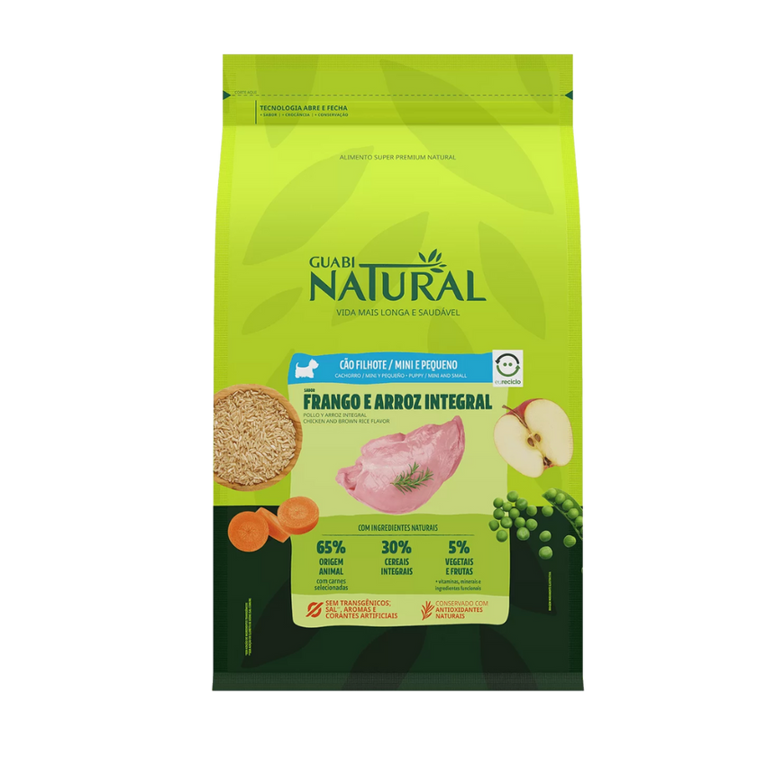 Alimento para Cachorros Razas Mini y Pequeña Guabi Natural – Pollo y Arroz Integral