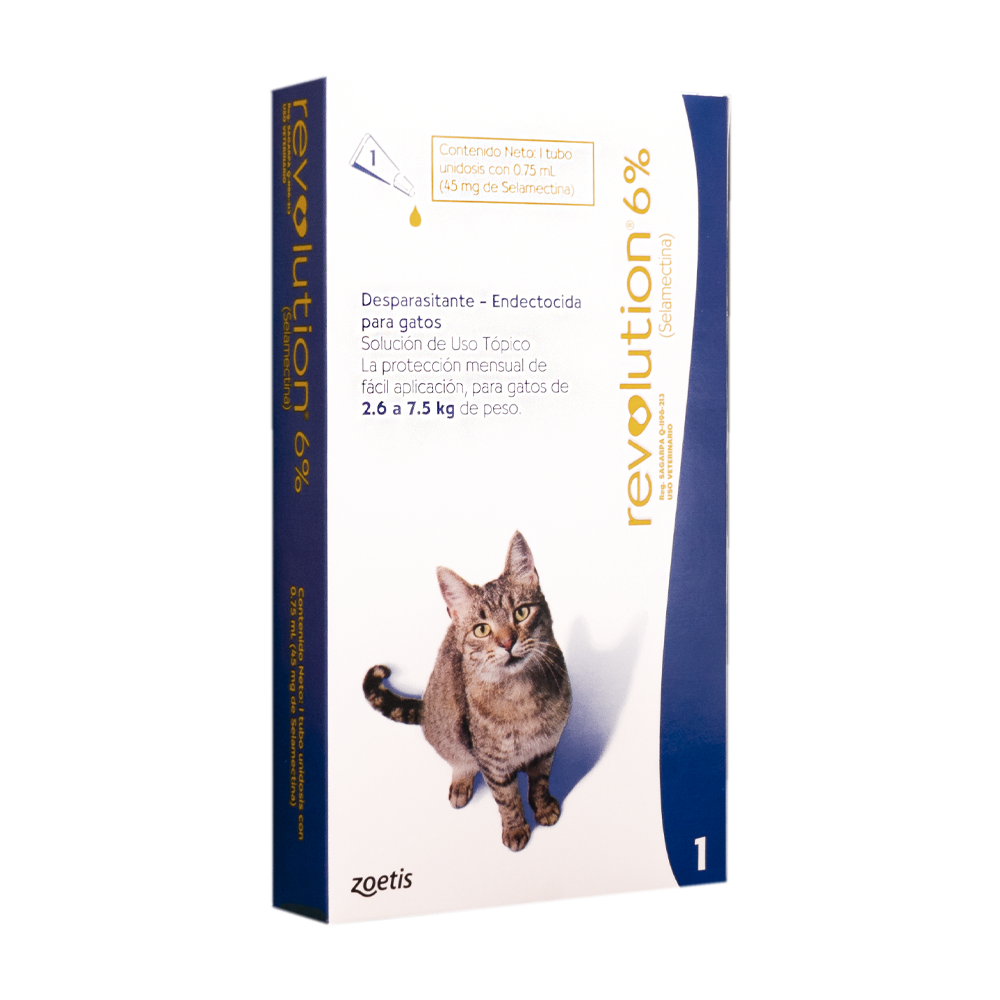 Antiparasitario Revolution Gato 6% 0,75ml (2,6 a 7,5 Kg)