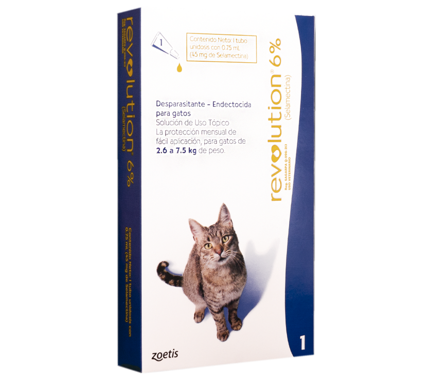 Antiparasitario Revolution Gato 6% 0,75ml (2,6 a 7,5 Kg)