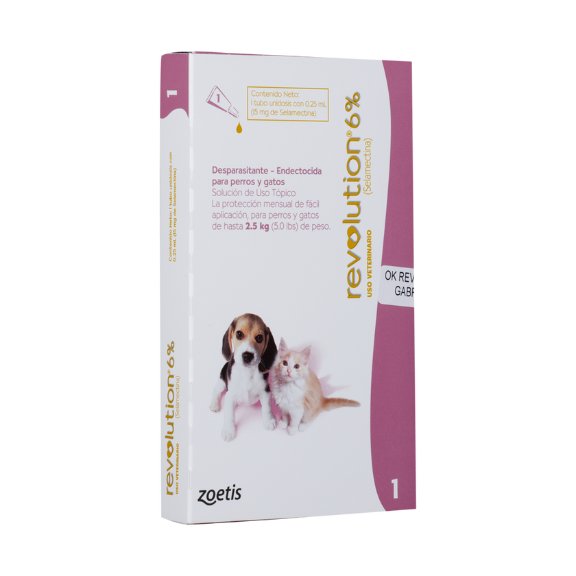 Antiparasitario Revolution Perro y Gato 6% 0,25ml (Hasta 2,5 Kg)