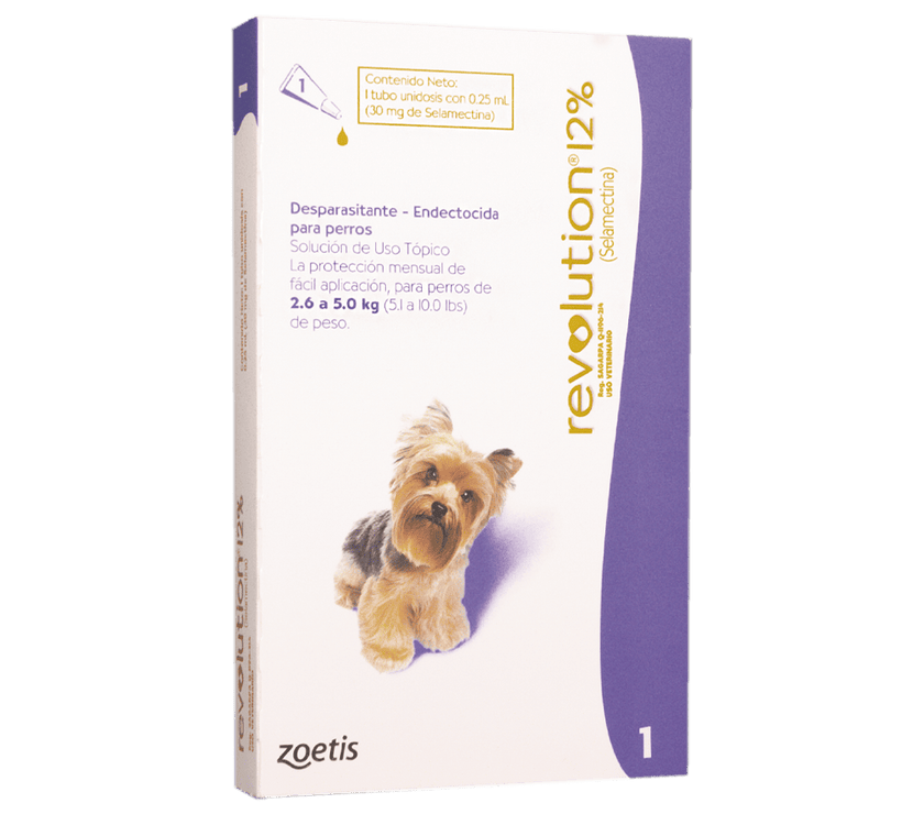 Desparasitante Interno y Externo Revolution  Perro 12% 0,25ml (2,6 a 5 Kg)