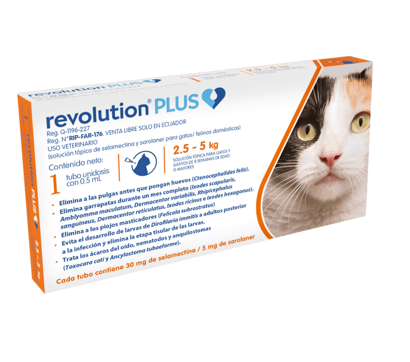 Desparasitantes Revolution Plus Gatos 0,5ml TBX1 (2,5 a 5 Kg)