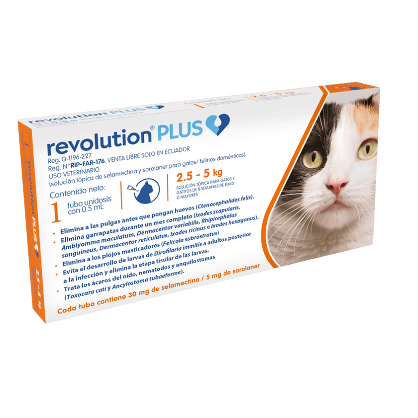 Desparasitantes Revolution Plus Gatos 0,5ml TBX1 (2,5 a 5 Kg)