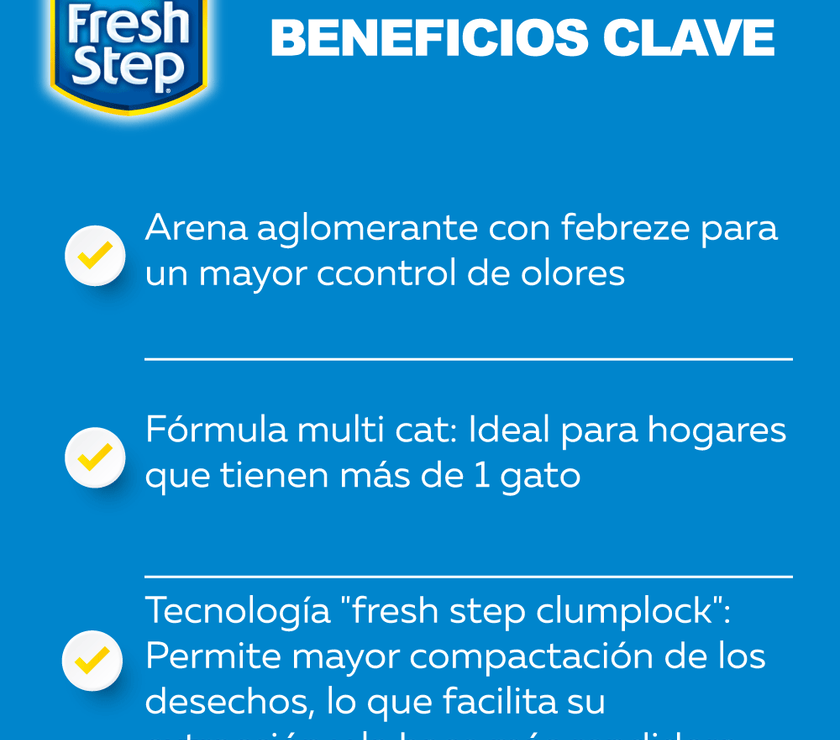Arena Para Gato Fresh Step Multi Cat Aglomerante Con Febreze