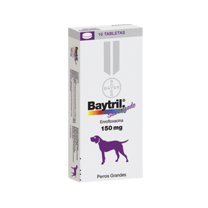 Baytril caja x 10 Tabletas 150 mg para perros