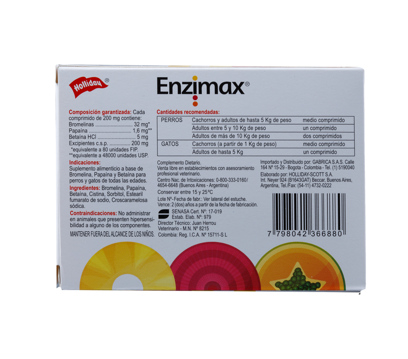 Biomodulador Enzimax para Perros y Gatos 20 Tabletas