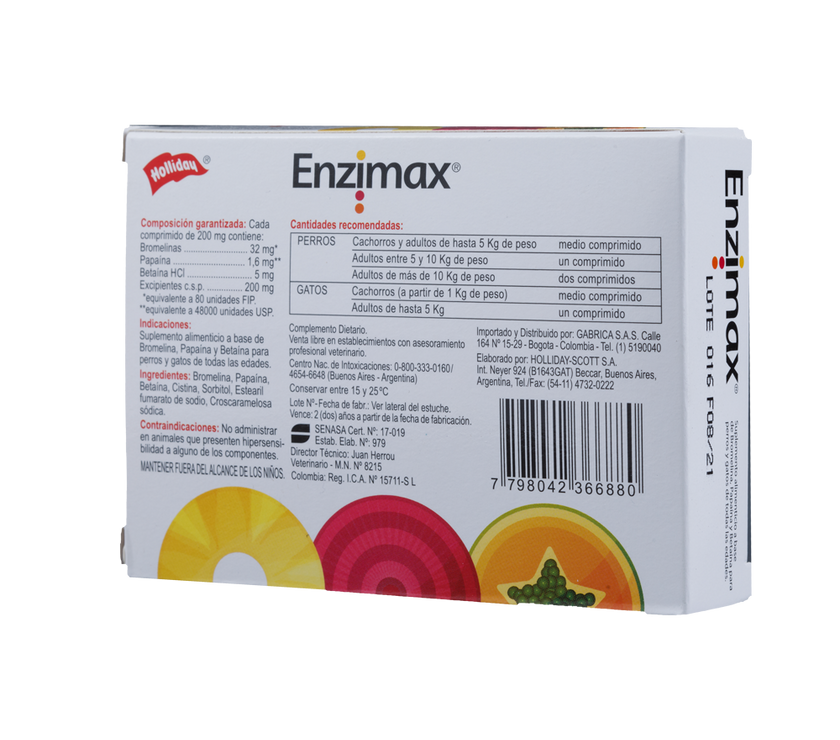 Biomodulador Enzimax para Perros y Gatos 20 Tabletas
